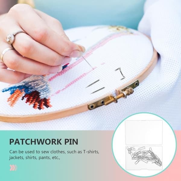 100 stk U-formet lappenål i rustfritt stål, stoffplasseringsnål, sytilbehør