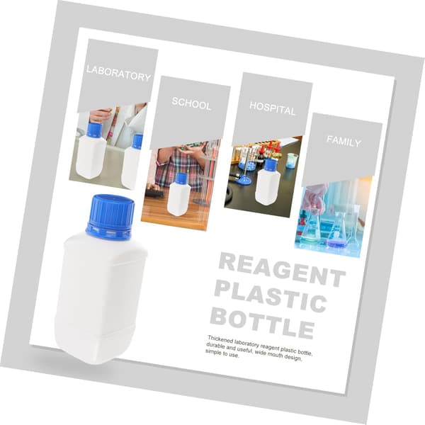 5 st. plastlaboratoriereagens fyrkantiga flaskor 250 ml breda kemikalieflaskor med innerlock