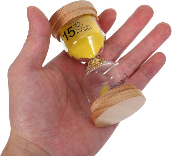 15-minutters kjøkken-sandglass-timer i tre