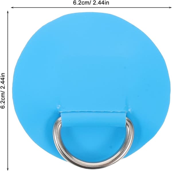 6 stk blå PVC padlebrett D-ringer med 6,5 cm D-ringlapper i rustfritt stål