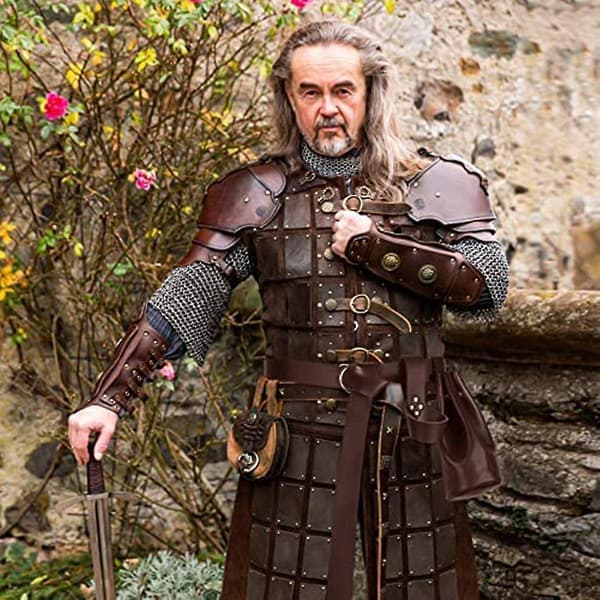 Middelalderlæder Sæt Kostume Tilbehør Til Kriger Pirat Cosplay Sort