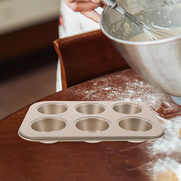 2 stk. Nonstick Cupcake Form Rund Bageform 6-Huls Rustfrit Stål Nem Frigørelse Multifunktionel Brug