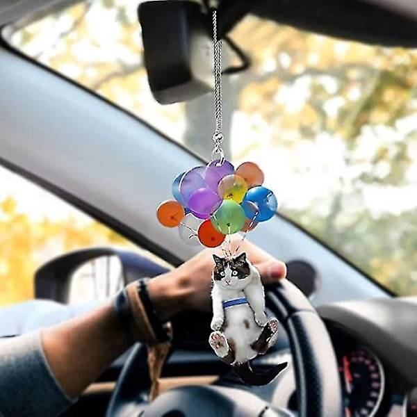 Søt katt bilhengende pynt fargerik ballongdekorasjon