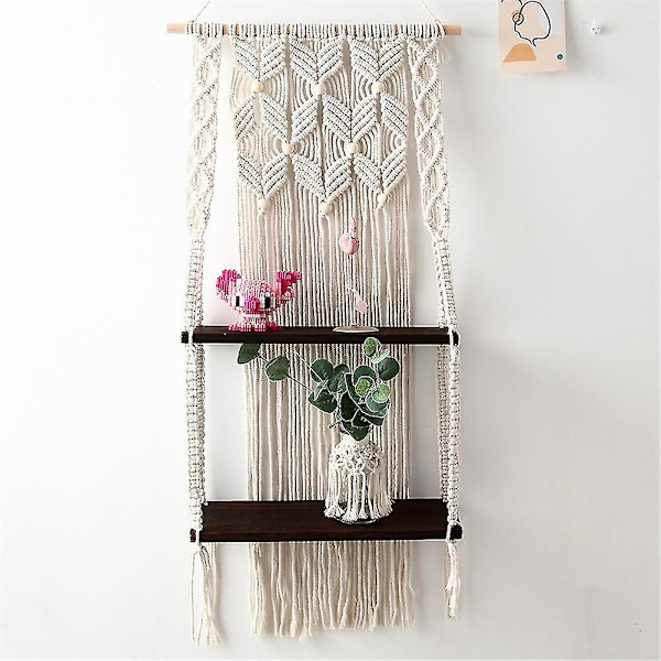 Bohemian Macrame-seinävaatehylly, käsin kudottu seinävaate säilytyshylly