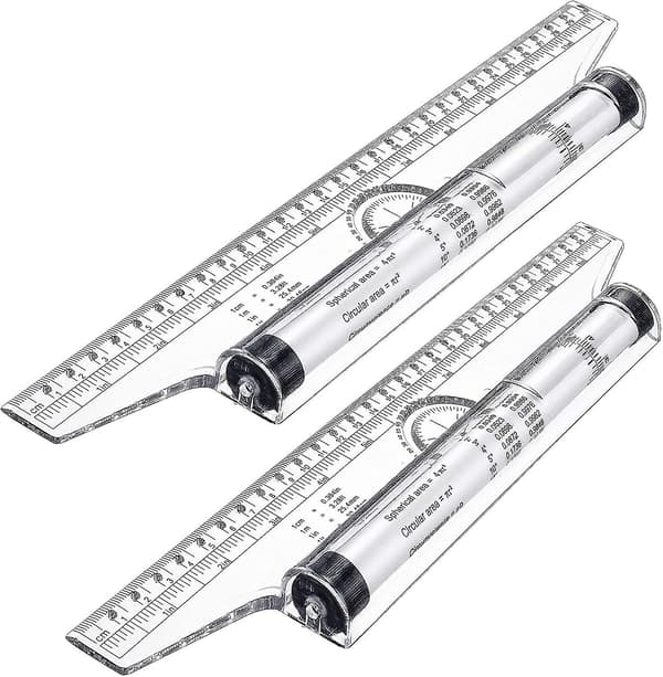 2 stycken plastmätrullar, rullande linjal, parallell linjal, mångsidig ritlinjal