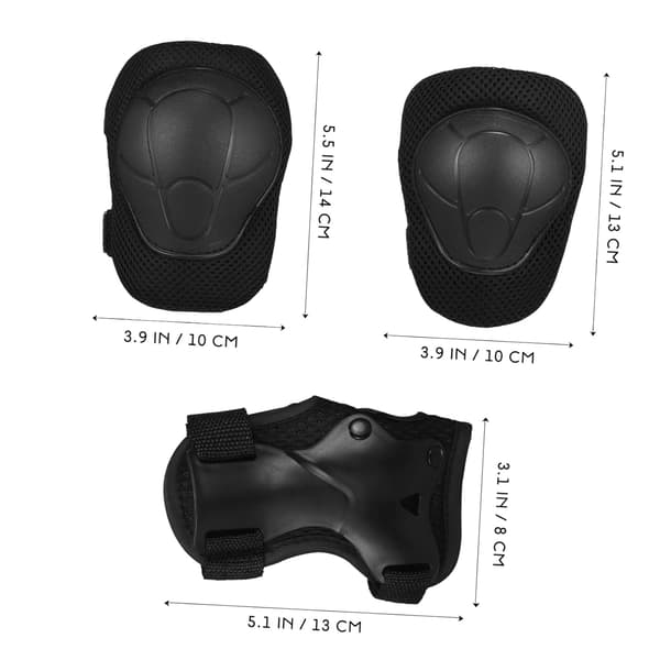 Barn Knä Armbåge Handledsskydd Set Förvaringsväska, Svart Cykling Skateboard Säkerhetsskydd Set