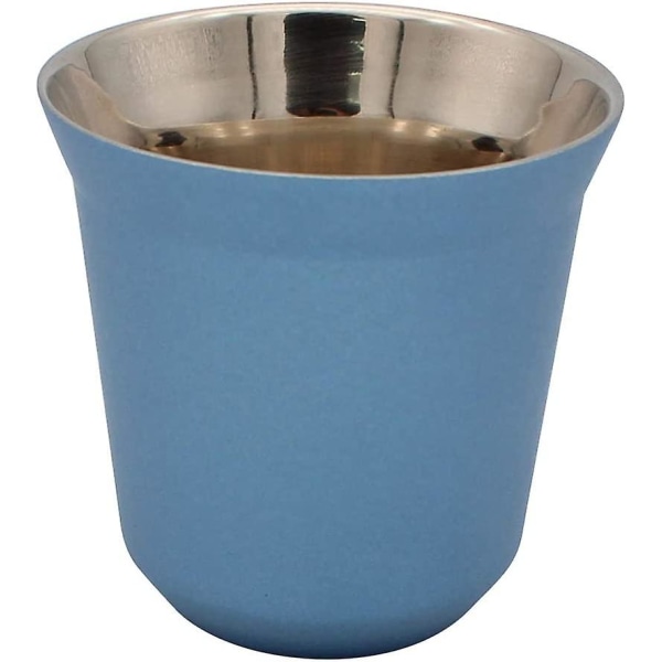 Kaffekopp Espressokopp i rostfritt stål Dubbellagersisolering Kapsel Kaffekopp Blå