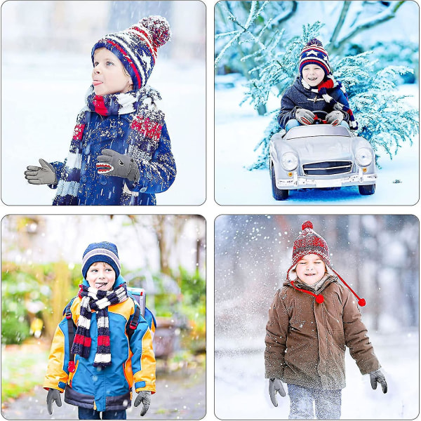 Vinterskidhandskar för barn Vattentäta anti-slip fleecefodrade thermal snowboardhandskar