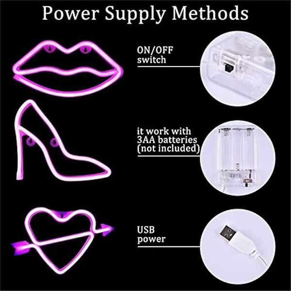 LED Neon Dekorative Lys Neon Skilt Formet USB Opladning