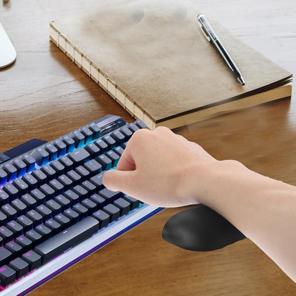 Ergonomisk musehåndledsstøtte og tastaturhåndledsstøttepude, sort PU-læder