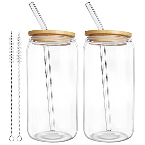 2 Set Glasjuicekopp Transparent Istekopp Mjölkkopp Bärbar Kaffemugg