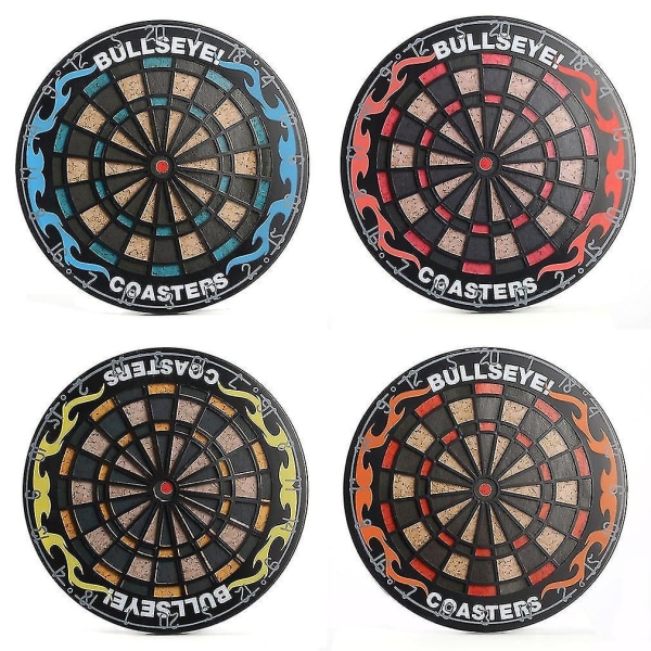 4 kpl Pyöreät Bullseye-Aluslaatat Dart-Pelijuomille