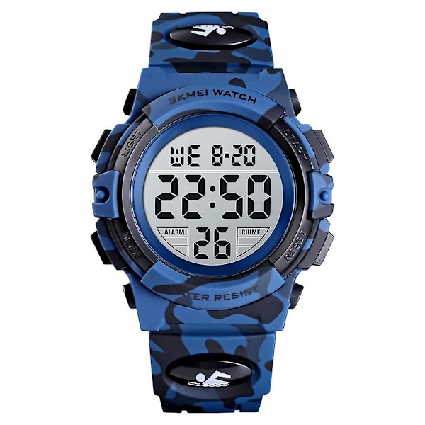 Digitalt Ur til Børn, Digitalt Sportsur 50m Vandafvisende Led Ur Alarmur Lysende Armbåndsur Dark blue