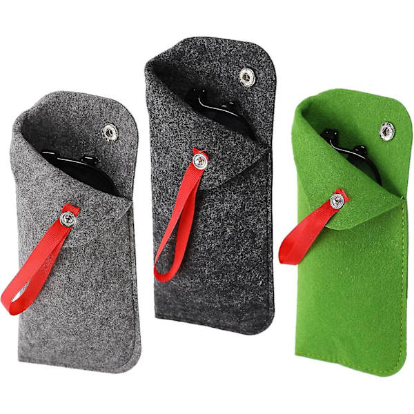 Blødt Brilletui 3-pak. Filt Portable Rejseetui til Briller. Blødt Solbrilleetui Taskeholder