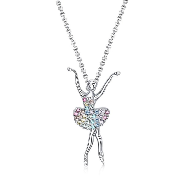 Ballerina Balletdansare Dansande Flicka Färgglad Tutu Hänge Halsband Smycken Present