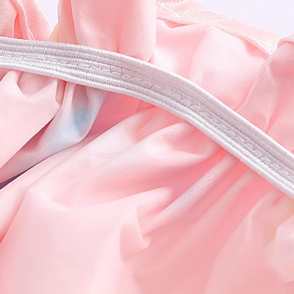 Vanntett dobbeltlags dusjhette for kvinner, badehette med elastisk bånd, rosa flamingo-trykk