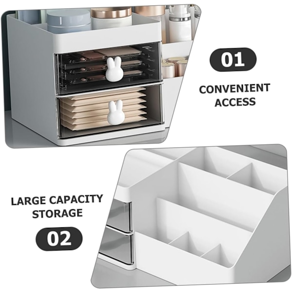 Kosmetik Opbevaringsboks Robust Pp Materiale Bordplade Organizer Skrivebordsskuffe Opbevaringsboks Hvid