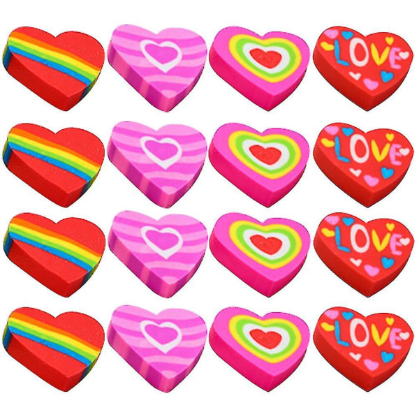 48 stk Barneviskere tegneserie mini viskelær hjerteform viskelær Fargede hjerte viskelær Skolerekvisita-yuhao