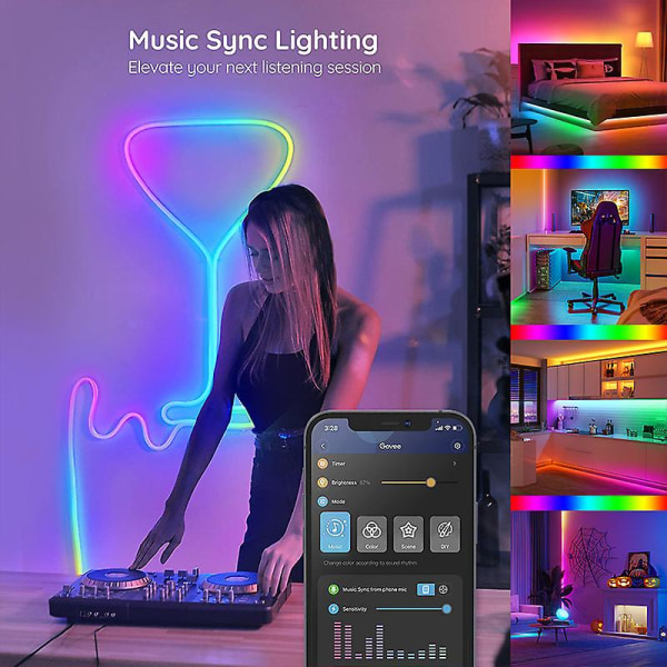 3m 5050 RGB Smart Bluetooth LED Lysbånd - Med Fjernbetjening, Synkroniser Med Musikrytme/funktion 10 meters