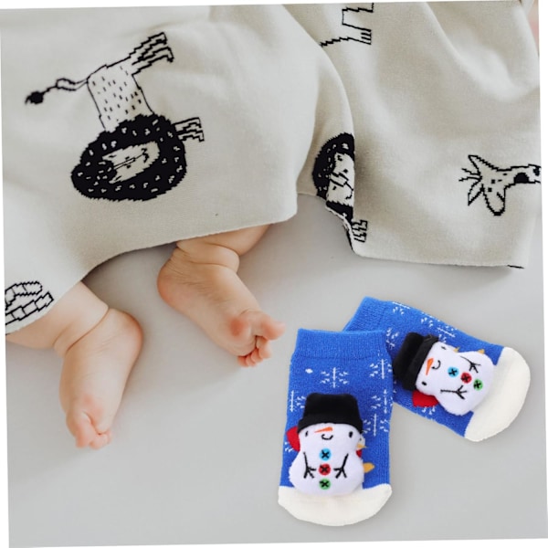 Mysiga babysockor 2 par Julstrumpor Snögubbedesign 0-1 år Mjuk kammad bomull