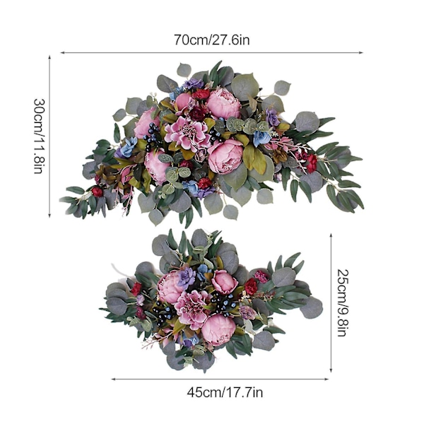 Konstgjord Pionblomma Bröllopsbåge Dörrdekoration