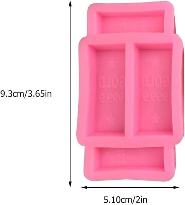 2 stk silikon sjokoladeformsett med 4 sammenkoblede gullbarreformer, rosa bakeform