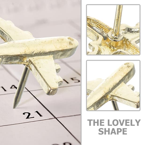 30 st guld flygplan häftstift anslagstavla häftstift dekorativa metallnålar