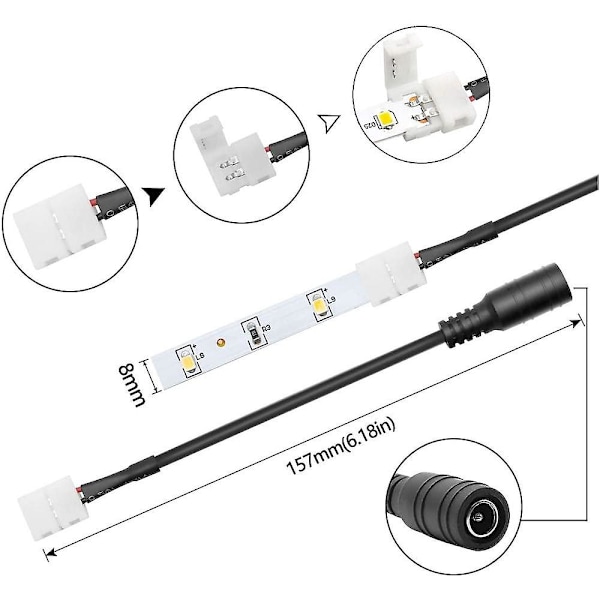 Led Lyslist Koblingssett 2 Pins 8mm 10mm 3528 5050 Led Lys