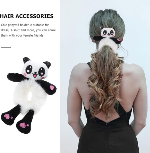 Panda Hårrep Kreativ Hästsvanshållare Hårband Elastiskt för Kvinnor Flickor