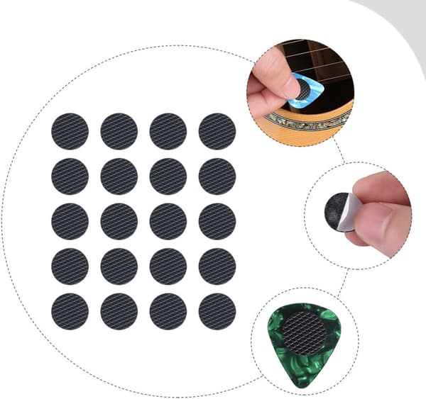 Gitarrplektrumgrepp Lätta att fästa Gummi 20 st Svarta Självhäftande Gitarrplektrumtillbehör