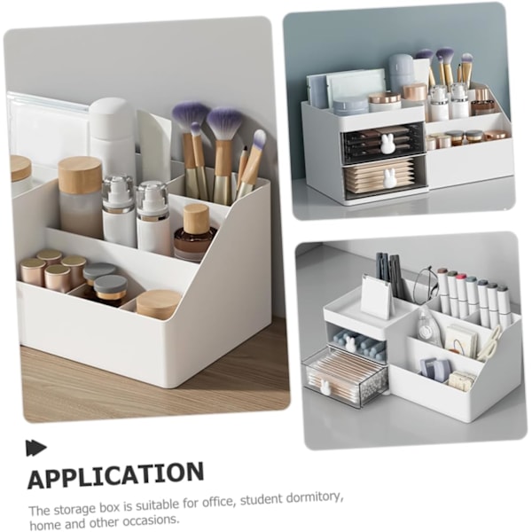 Kosmetik Opbevaringsboks Robust Pp Materiale Bordplade Organizer Skrivebordsskuffe Opbevaringsboks Hvid
