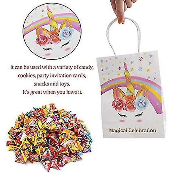 10 st Unicorn Presentpåsar Kraftpapper Återanvändbara Godispåsar