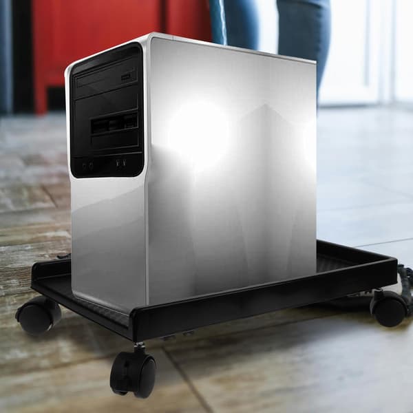 Computer Tower Stand Pc Holder 41X23.7X7Cm Plast Riser med fire hjul