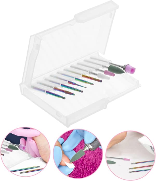 10 stk. neglebor bærbare manicure neglebor med assorterede farver rustfrit stål nylon silikone