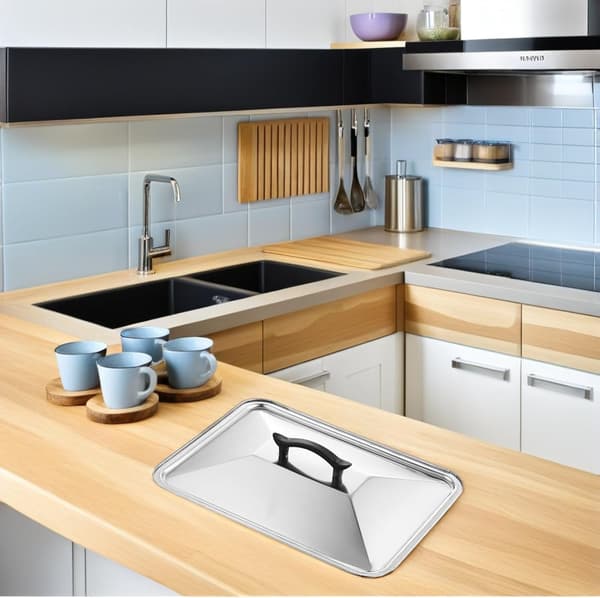 Rostfritt Stål Grytlock Skydd Anti-stänk Lock Silver Elegant Textur Enkel