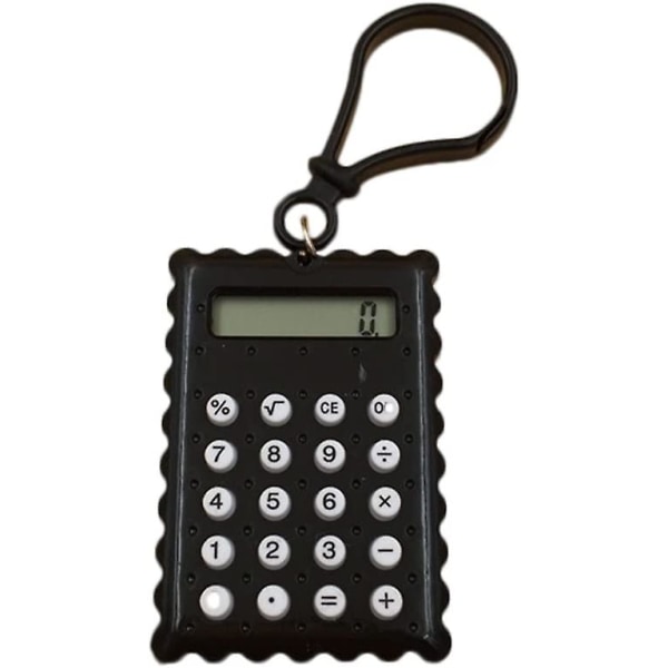 Pocket Student Mini Elektronisk Miniräknare Biscuit Shape School Gift Black