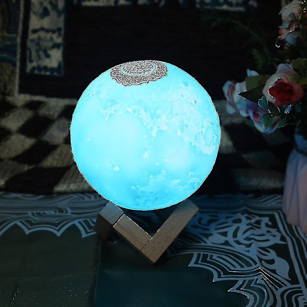 Koran Bluetooth-kompatibel Højttaler Månlampe Med Støttehylde App Kontrol Natlys Med Koran Recitation Oversættelse