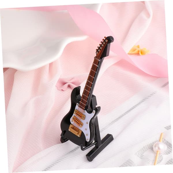 Mini elektrisk guitar model guitar ornament træ og plastik miniature