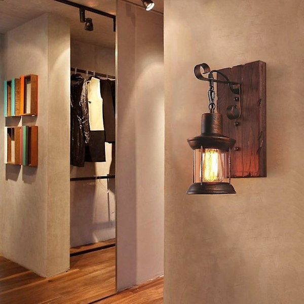 Vägglampa Enkelt Huvud Industriell Rustik Vintage Trä