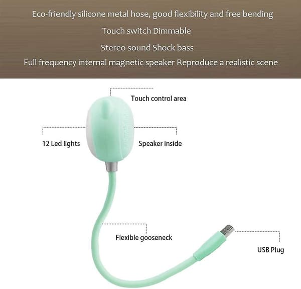 Mini USB Bluetooth-kaiutin, kylmä/lämmin valo pöytälamppu, Bluetooth-ääni langaton, piirretty