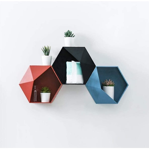 Hexagonalt Geometrisk Væghylde Multifunktionel Flydende Opbevaringshylde Kreativitet Displayvæg
