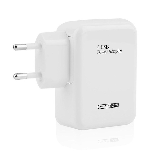 4-ports USB-hub strømadapter vegglader for hjemmet