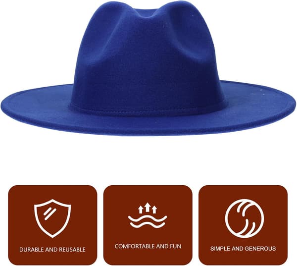 Tvåfärgad Fedora Hatt Klassisk Jazzmössa Bred Brätte Herrhattar Vintertillbehör Blå