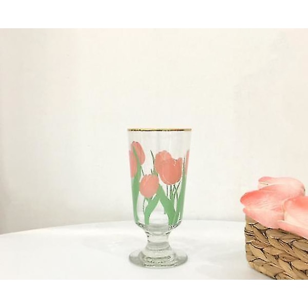 280 ml Little Daisy Goblet Glass Vintage Tulips Wine Cup