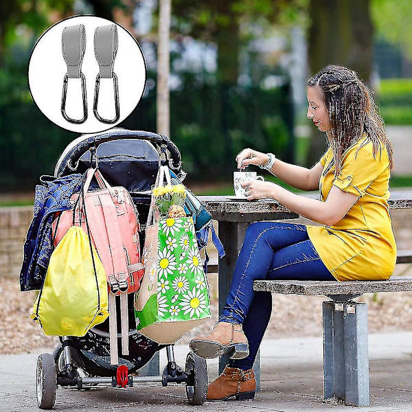 2 st Vagnklämmor för Handväska/Shoppingpåse Grey
