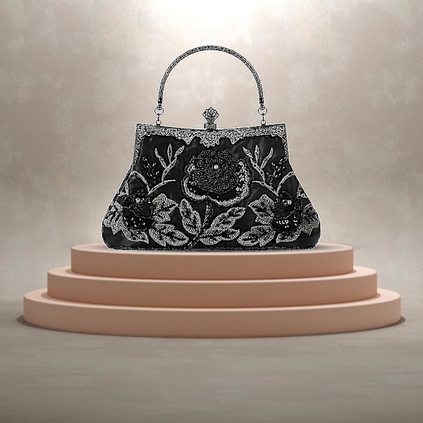 Elegant Ram med Pärlor Kvinnors Formella Aftonväskor och Handväskor Bröllopspärlor Clutch Väska Cocktail Party Väska Blue