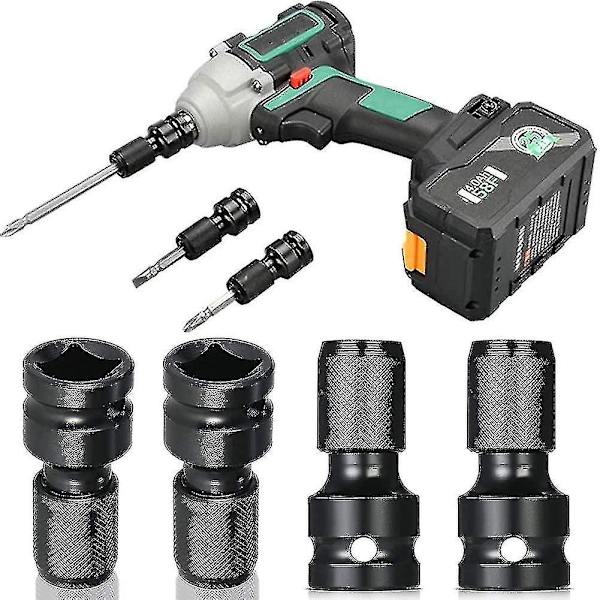 4 st Impact Adapter 1/2 Kvadratdrivning till 1/4 Hexskaft Socket Adapter