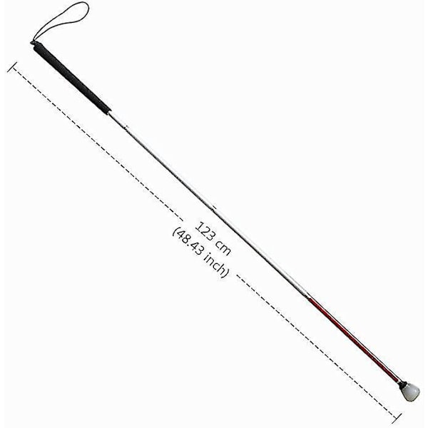 Hopfällbar Aluminiumkäpp för Mobilitet, Vit, Blind, 4 Sektioner, 123 cm