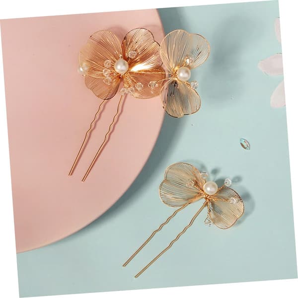 2 stk. Rhinestone U-formede hårnåle til brude Elegante knoldhårpinde til bryllupsbrudepigetilbehør