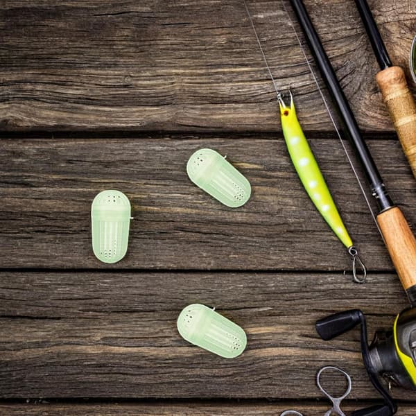 20 stk. hvite lysende rekebur, plastfiskefelle, lite avtakbart agnbøttefôr